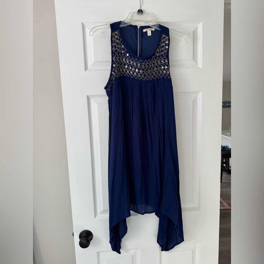 Deep Blue Dress with Embellishments